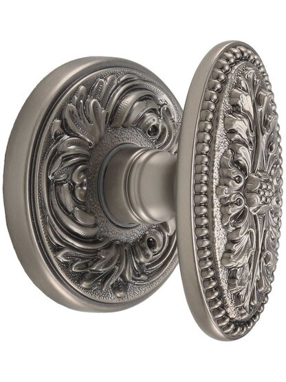 Maison Premium Rosette Door Set with Louis XVI Oval Knobs in Venetian Nickel.